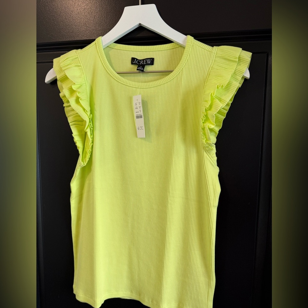 J. Crew Women's Lime Ruffle Sleeve Top sz M